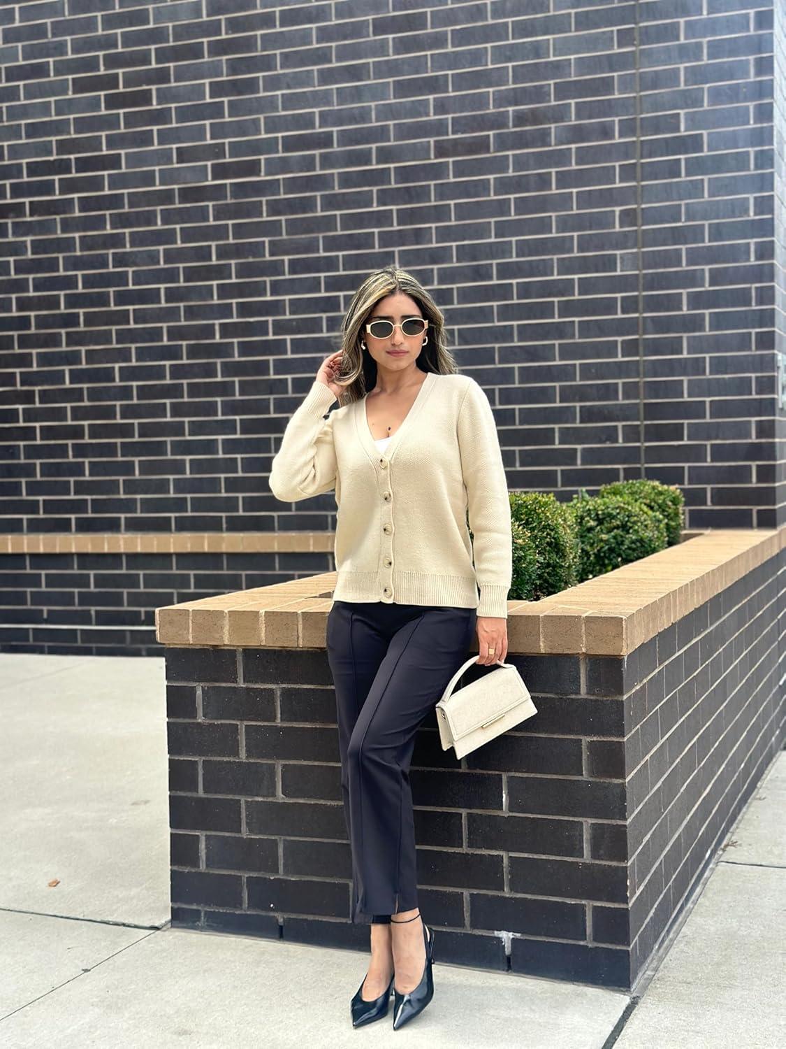 imageNewshows Womens Fall Fashion 2024 Wool Blended Cardigan Sweater Button Down Long Sleeve Knit Outerwear CoatsApricot