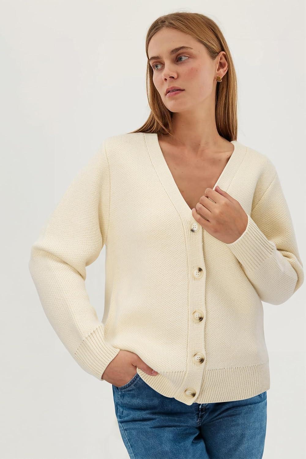 imageNewshows Womens Fall Fashion 2024 Wool Blended Cardigan Sweater Button Down Long Sleeve Knit Outerwear CoatsApricot