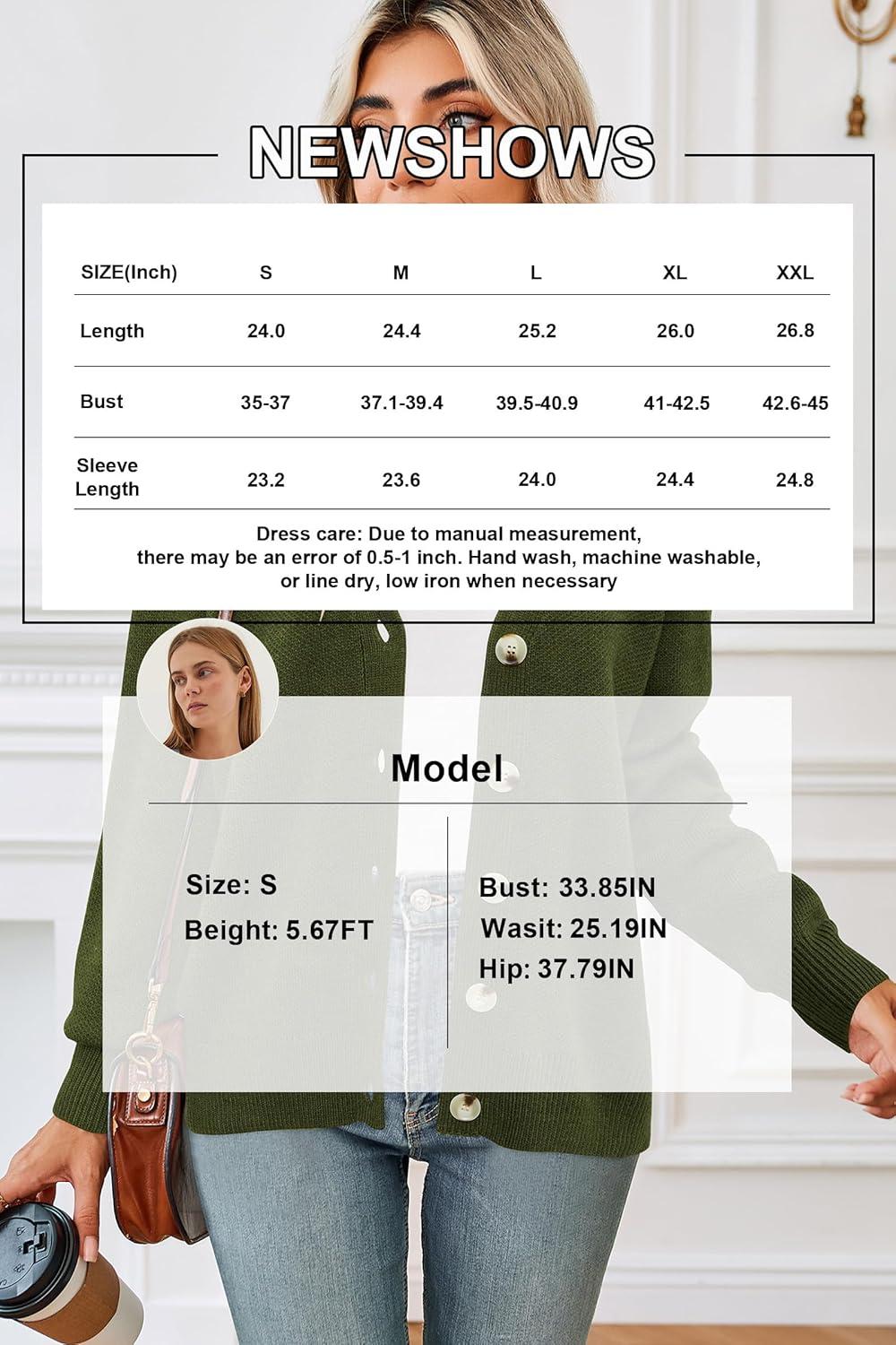 imageNewshows Womens Fall Fashion 2024 Wool Blended Cardigan Sweater Button Down Long Sleeve Knit Outerwear CoatsArmy Green