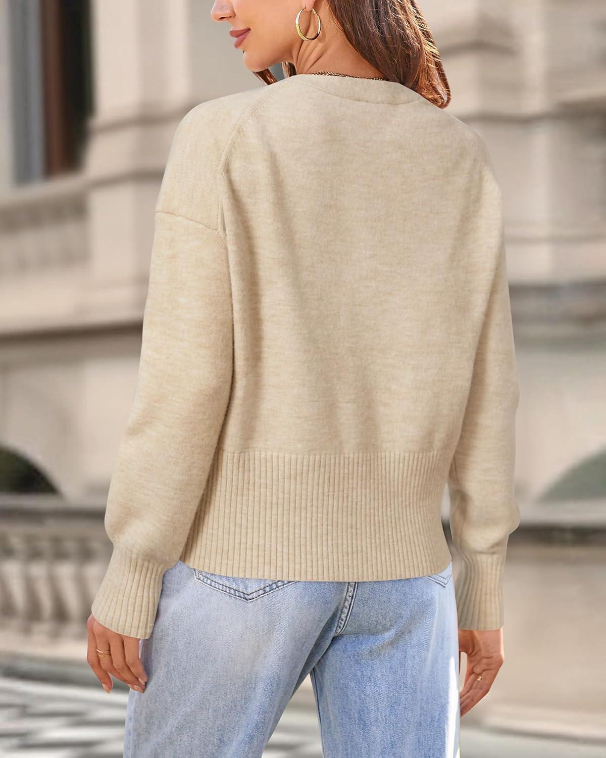 imageNewshows Womens Wool Blend Cardigan Sweaters 2025 Fall Fashion Lightweight Button Down V Neck Business OutfitsApricot