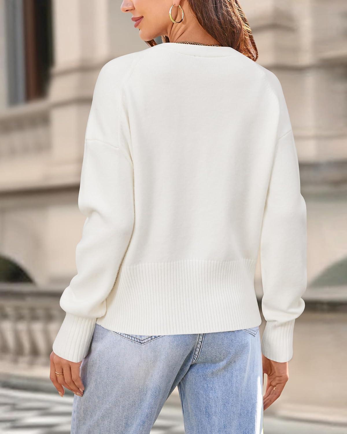 imageNewshows Womens Wool Blend Cardigan Sweaters 2025 Fall Fashion Lightweight Button Down V Neck Business OutfitsOffwhite