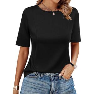 Newshows Women Off Shoulder/Crewneck 2025 Summer Blouses Tops Business Casual Outfits Trendy(Black-1)