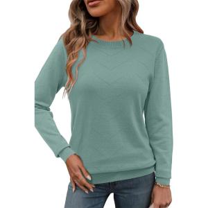Newshows Womens 2024 Fall Long Sleeve Sweaters Tops Fashion Business Casual Outfits Crew Dressy Knit Shirts Pullover Blouse(Grey-green-a)