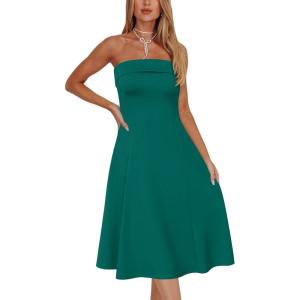 Newshows Womens Cocktail Dress Strapless Tube Formal Wedding Guest Prom Party Dress(A-green)