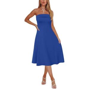 Newshows Womens Cocktail Dress Strapless Tube Formal Wedding Guest Prom Party Dress(Blue)