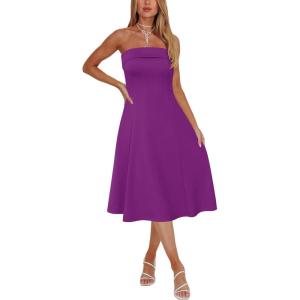 Newshows Womens Cocktail Dress Strapless Tube Formal Wedding Guest Prom Party Dress(Purple)