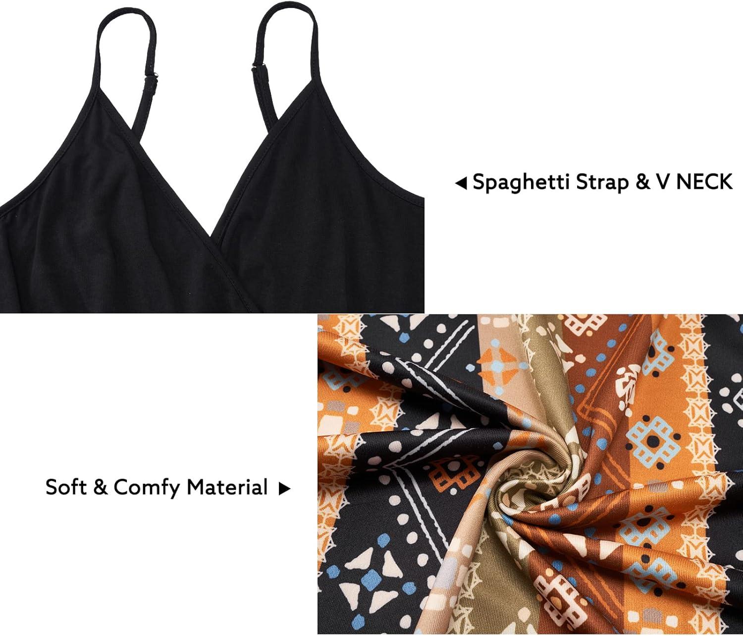 image:imageNewshows Womens 2026 Lightweight Summer Wedding Guest Beach Vacation Casual V Neck Split Flowy Maxi DressBlack Floral Brown