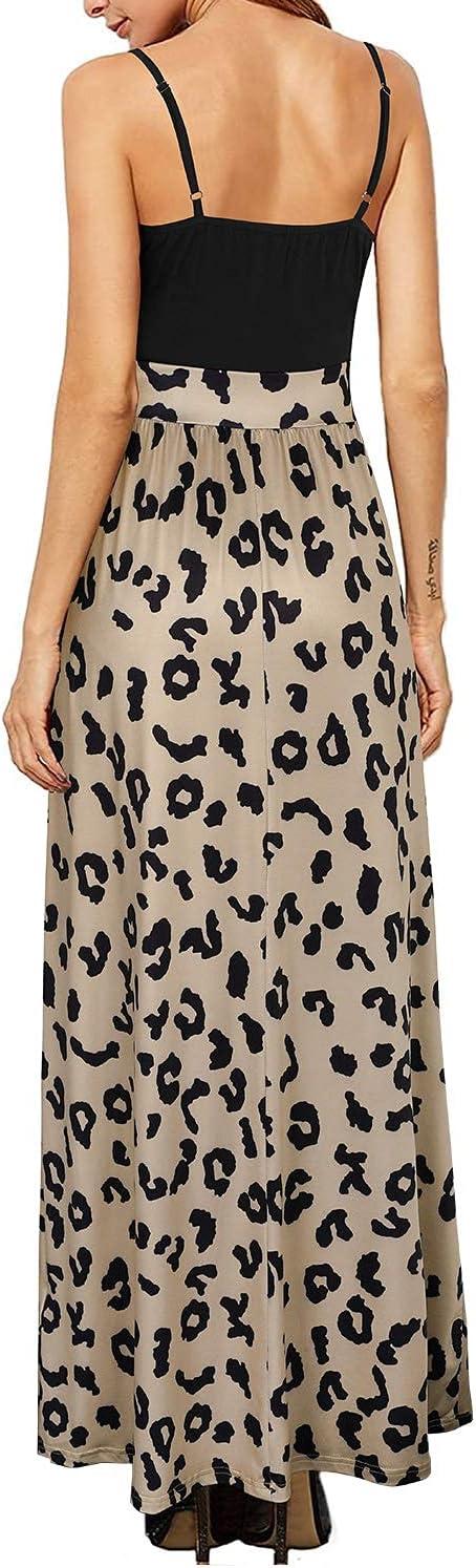 image:imageNewshows Womens 2026 Lightweight Summer Wedding Guest Beach Vacation Casual V Neck Split Flowy Maxi DressBlack Floral Leopard