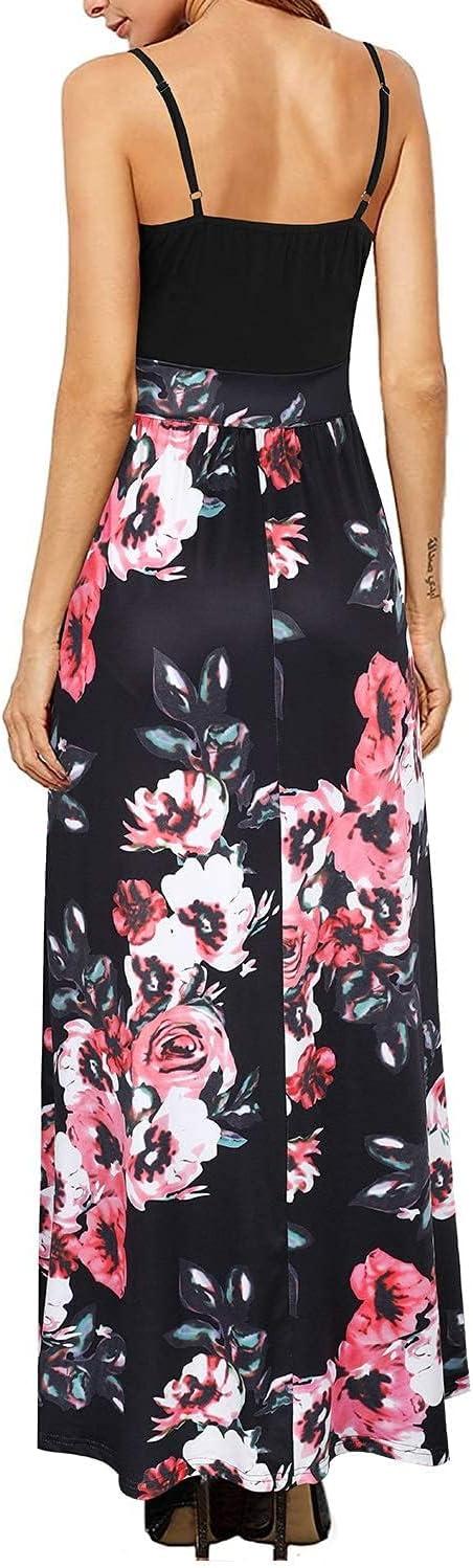 image:imageNewshows Womens 2026 Lightweight Summer Wedding Guest Beach Vacation Casual V Neck Split Flowy Maxi DressBlack Floral Pink White