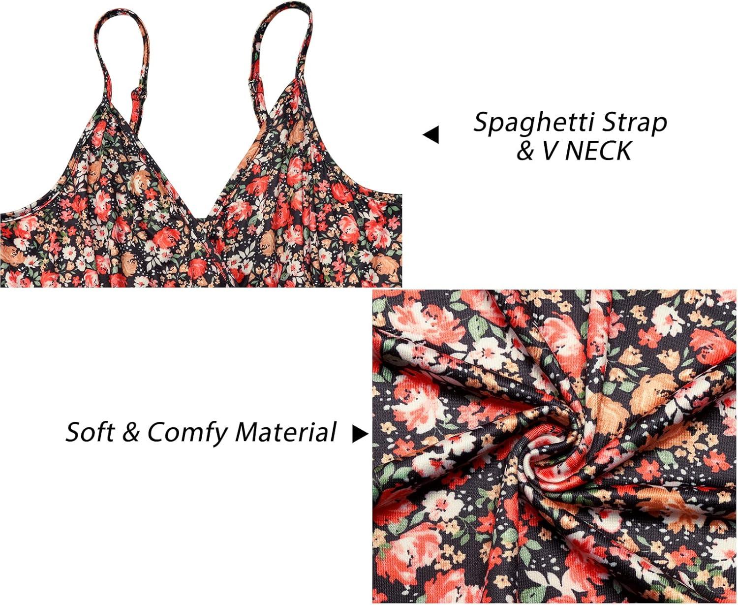 image:imageNewshows Womens 2026 Lightweight Summer Wedding Guest Beach Vacation Casual V Neck Split Flowy Maxi DressBlack Floral Red