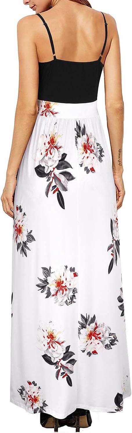 image:imageNewshows Womens 2026 Lightweight Summer Wedding Guest Beach Vacation Casual V Neck Split Flowy Maxi DressBlack Floral White