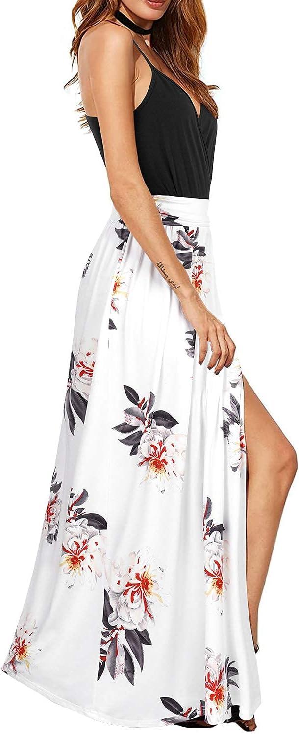 image:imageNewshows Womens 2026 Lightweight Summer Wedding Guest Beach Vacation Casual V Neck Split Flowy Maxi DressBlack Floral White