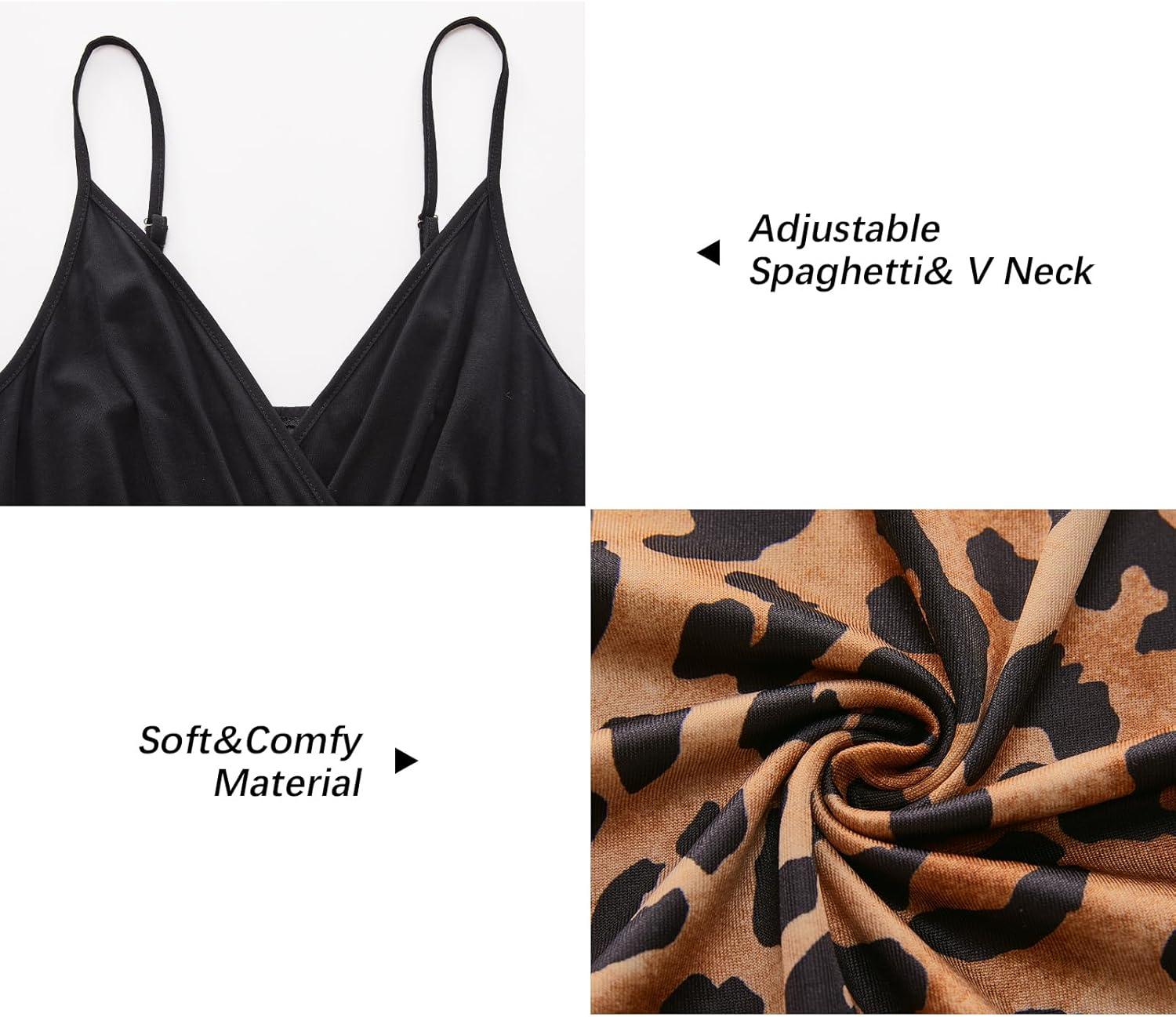image:imageNewshows Womens 2026 Lightweight Summer Wedding Guest Beach Vacation Casual V Neck Split Flowy Maxi DressBrown Leopard