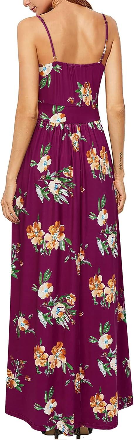 image:imageNewshows Womens 2026 Lightweight Summer Wedding Guest Beach Vacation Casual V Neck Split Flowy Maxi DressRed Floral Orange