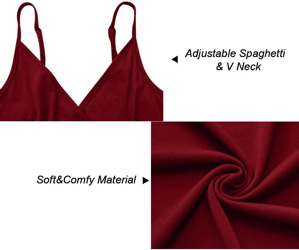 image:imageNewshows Womens 2026 Lightweight Summer Wedding Guest Beach Vacation Casual V Neck Split Flowy Maxi DressWine Red