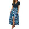 5001-blue Black Abstract Floral