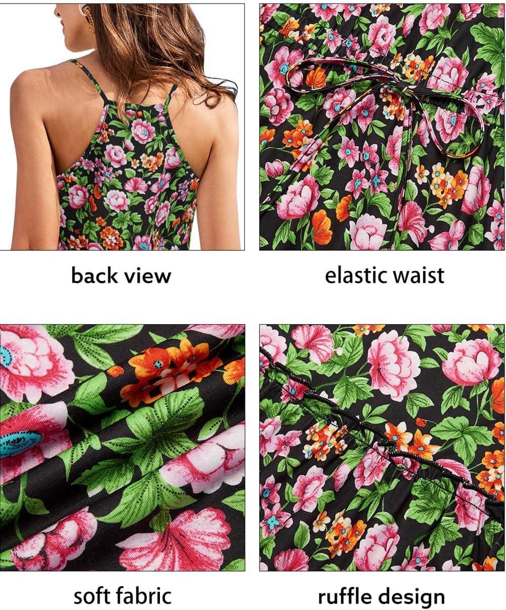image:imageNewshows Womens 2026 Summer Beach Vacation Drawstring Ruffle Hem A Line Cute SundressBlack Floral Pink