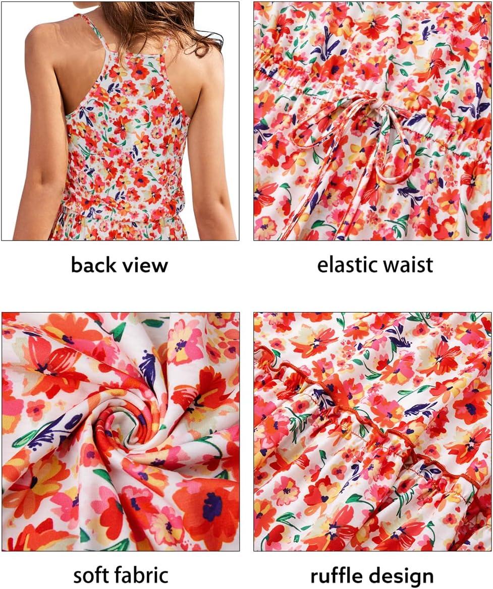 image:imageNewshows Womens 2026 Summer Beach Vacation Drawstring Ruffle Hem A Line Cute SundressRed Floral Purple