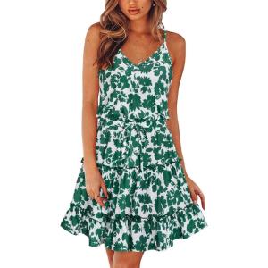 Newshows Women’s 2026 Summer Beach Vacation Drawstring Ruffle Hem A Line Cute Sundress(Floral 13)