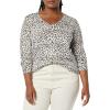 Amazon Essentials Femme Pull Léger à Manches Longues, Col en V, Coupe Classique (Disponible en Grande Taille)(Blanc Guépard)