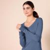 Amazon Essentials Femme Pull Léger à Manches Longues, Col en V, Coupe Classique (Disponible en Grande Taille)(Bleu Chiné)
