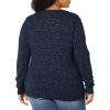 Amazon Essentials Femme Pull Léger à Manches Longues, Col en V, Coupe Classique (Disponible en Grande Taille)(Bleu Marine Noir Guépard)