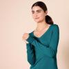 Amazon Essentials Femme Pull Léger à Manches Longues, Col en V, Coupe Classique (Disponible en Grande Taille)(Bleu Sarcelle Chiné)