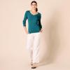 Amazon Essentials Femme Pull Léger à Manches Longues, Col en V, Coupe Classique (Disponible en Grande Taille)(Bleu Sarcelle Chiné)