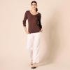 Amazon Essentials Femme Pull Léger à Manches Longues, Col en V, Coupe Classique (Disponible en Grande Taille)(Brun Châtaigne Foncé Chiné)