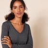 Amazon Essentials Femme Pull Léger à Manches Longues, Col en V, Coupe Classique (Disponible en Grande Taille)(Charbon Chiné)