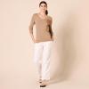 Amazon Essentials Femme Pull Léger à Manches Longues, Col en V, Coupe Classique (Disponible en Grande Taille)(Fauve Chiné)
