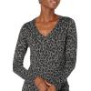 Amazon Essentials Femme Pull Léger à Manches Longues, Col en V, Coupe Classique (Disponible en Grande Taille)(Gris Chiné Imprimé Léopard)
