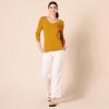 Amazon Essentials Femme Pull Léger à Manches Longues, Col en V, Coupe Classique (Disponible en Grande Taille)(Jaune Foncé Doré)