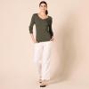 Amazon Essentials Femme Pull Léger à Manches Longues, Col en V, Coupe Classique (Disponible en Grande Taille)(Vert Olive Foncé Chiné)