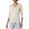 Amazon Essentials Femme Pull Léger à Manches Longues, Col en V, Coupe Classique (Disponible en Grande Taille)(Avoine Chiné)