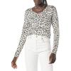 Amazon Essentials Femme Pull Léger à Manches Longues, Col en V, Coupe Classique (Disponible en Grande Taille)(Blanc Guépard)