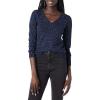 Amazon Essentials Femme Pull Léger à Manches Longues, Col en V, Coupe Classique (Disponible en Grande Taille)(Bleu Marine Noir Guépard)