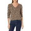 Amazon Essentials Femme Pull Léger à Manches Longues, Col en V, Coupe Classique (Disponible en Grande Taille)(Chameau Léopard)