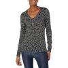 Amazon Essentials Femme Pull Léger à Manches Longues, Col en V, Coupe Classique (Disponible en Grande Taille)(Gris Chiné Imprimé Léopard)