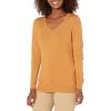 Amazon Essentials Femme Pull Léger à Manches Longues, Col en V, Coupe Classique (Disponible en Grande Taille)(Moutarde Chiné)