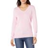Amazon Essentials Femme Pull Léger à Manches Longues, Col en V, Coupe Classique (Disponible en Grande Taille)(Rose Pâle)