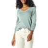 Amazon Essentials Femme Pull Léger à Manches Longues, Col en V, Coupe Classique (Disponible en Grande Taille)(Vert Sauge Chiné)