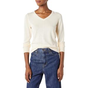 Amazon Essentials Femme Pull Léger à Manches Longues, Col en V, Coupe Classique (Disponible en Grande Taille)(Pêche Pâle)