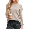 Cicy Bell T-shirt à manches longues pour femme – Pull en tricot léger Henley – T-shirt Dressy décontracté – Col rond – Coupe ample – Tunique(Abricot)