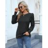 Hotouch Haut pour Femme Élégant Col Rond Manches Bouffantes Pull Casual Léger Manches Longues Blouse Hauts Automne Hiver(Gris Foncé)