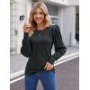 Hotouch Haut pour Femme Élégant Col Rond Manches Bouffantes Pull Casual Léger Manches Longues Blouse Hauts Automne Hiver(Gris Foncé)