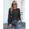 Hotouch Haut pour Femme Élégant Col Rond Manches Bouffantes Pull Casual Léger Manches Longues Blouse Hauts Automne Hiver(Gris Foncé)