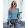 Hotouch Haut pour Femme Élégant Col Rond Manches Bouffantes Pull Casual Léger Manches Longues Blouse Hauts Automne Hiver(Noir Foncé)