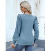 Hotouch Haut pour Femme Élégant Col Rond Manches Bouffantes Pull Casual Léger Manches Longues Blouse Hauts Automne Hiver(Noir Foncé)