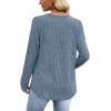 WIHOLL Chemises à manches longues pour femme avec col en V – Léger – Tunique décontractée – Vêtements tendance d&rsquo;automne 2025(A-bleu)